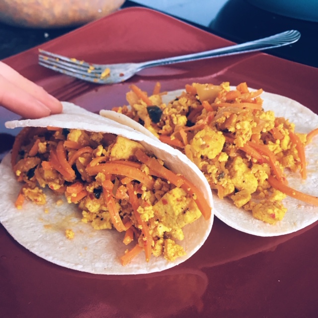 How to Make Kimchi Scramble Breakfast Tacos